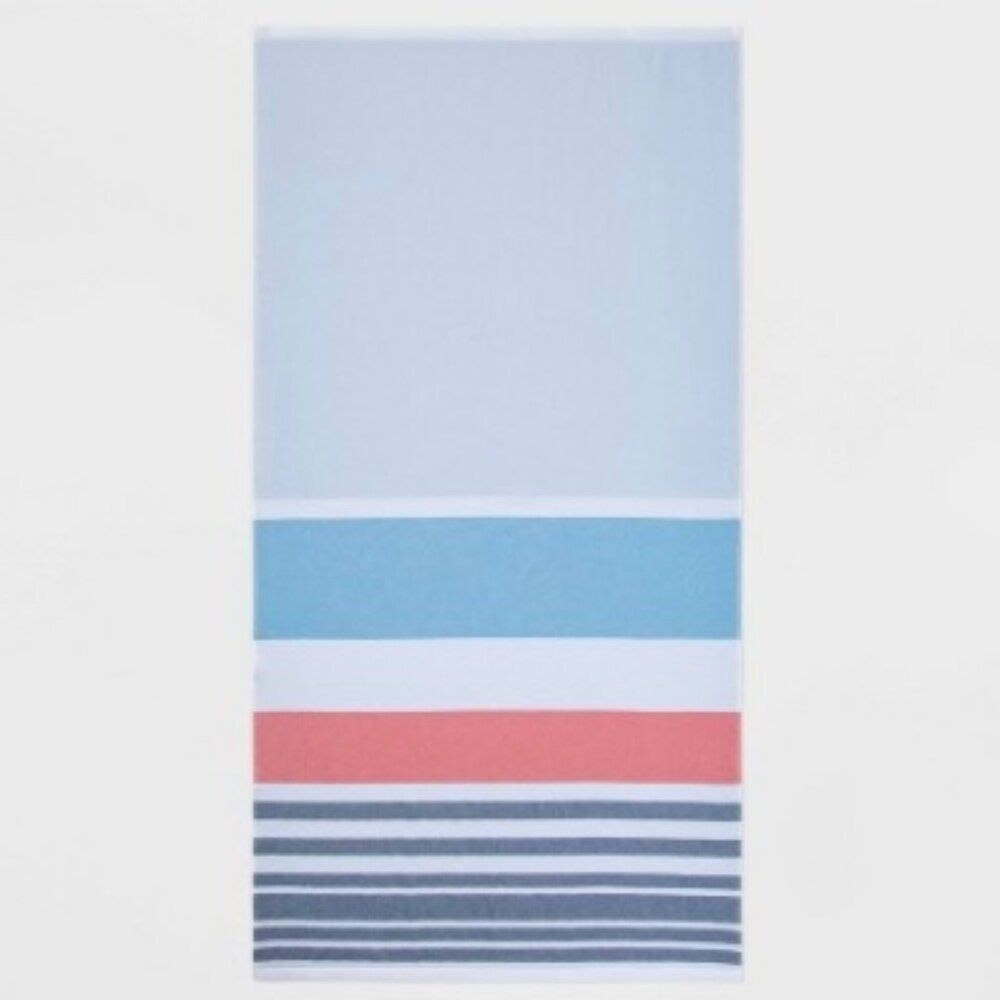 BLUE BASE Warm Striped Sand Resist Beach Towel - Sun Squad™